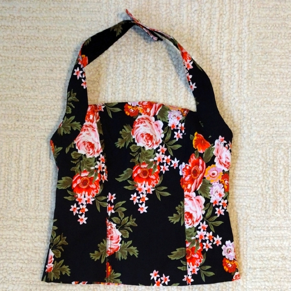 Maeve Black Floral Tank Top